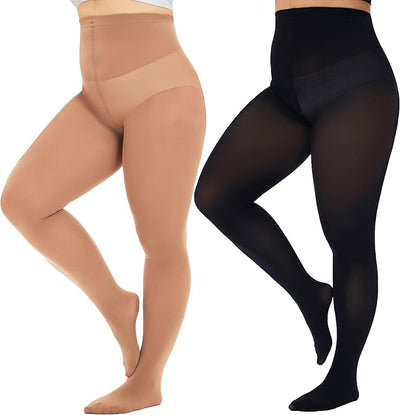CSize Tights for Women 80D Soft Solid Color Semi Opaque Pantyhose High Waist 1X 2X 3X 4X