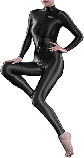 CozyWow Women's Fishnet Lingerie Sparkly Bodysuit Long Sleeve Body stocking